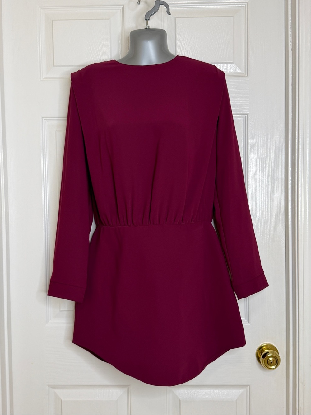 Amanda Uprichard Maroon/Merlot/Burgundy Long Sleeve Mini Dress Large Made in USA